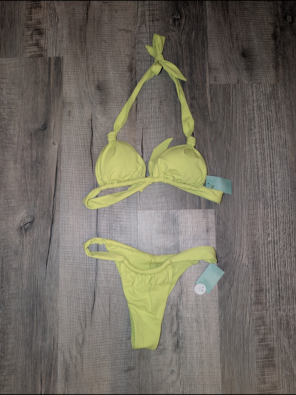 NWT Neon Lime Halter Bikini Set